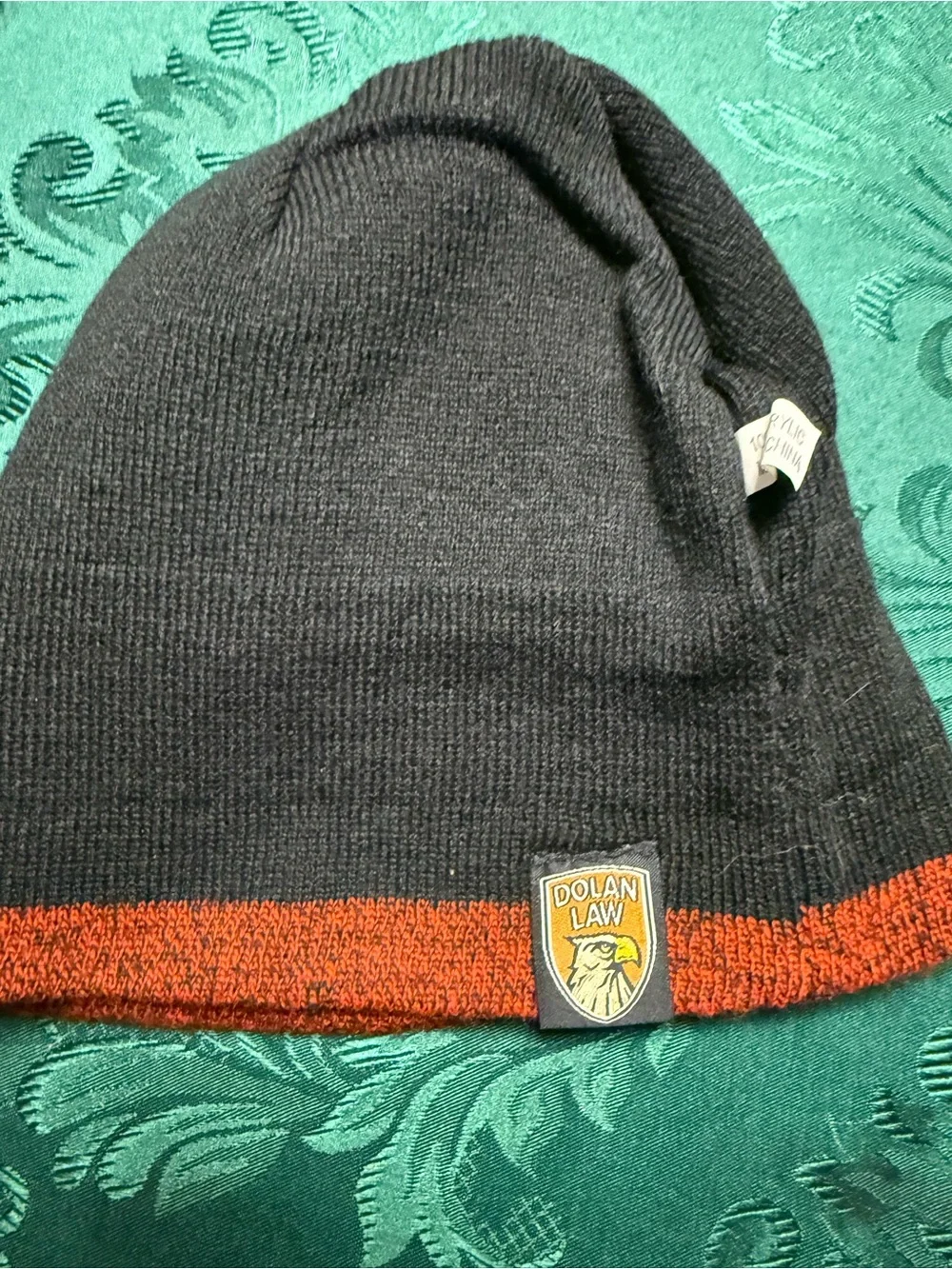 SF Logo Black Knit Beanie with Orange Trim reversible beanie